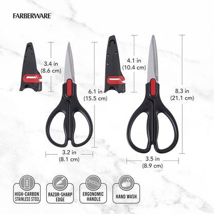 Self-Sharpening Stainless Steel All-Purpose Shears with Edgekeeper Sleeve