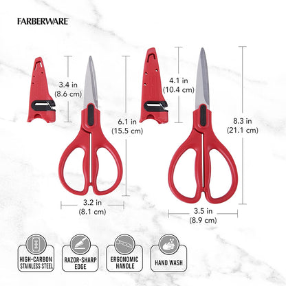 Self-Sharpening Stainless Steel All-Purpose Shears with Edgekeeper Sleeve
