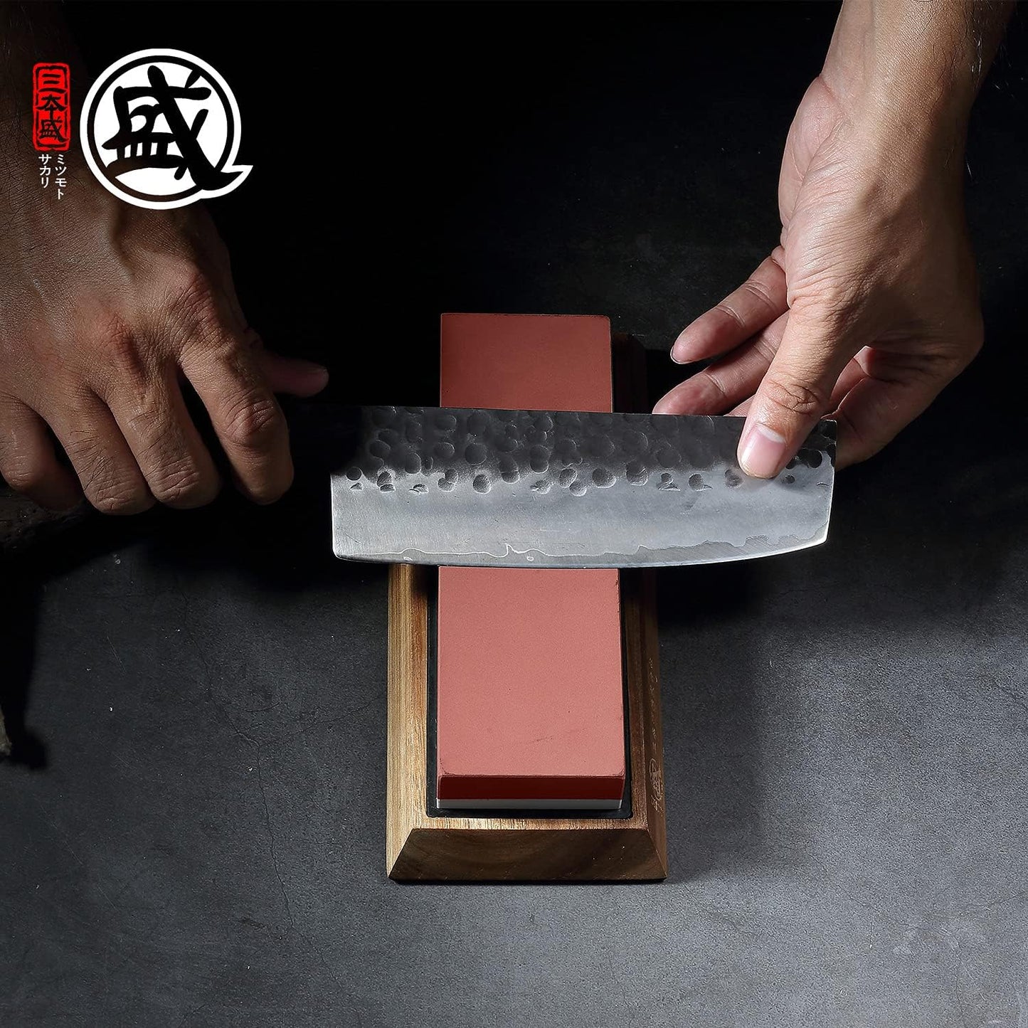 Professional Japanese 1000/3000 Grit Sharpening Stone | Sharpening and Honing, White Corundum Whetstone, Controlled Water Absorption, Bamboo Base, Kraft Box