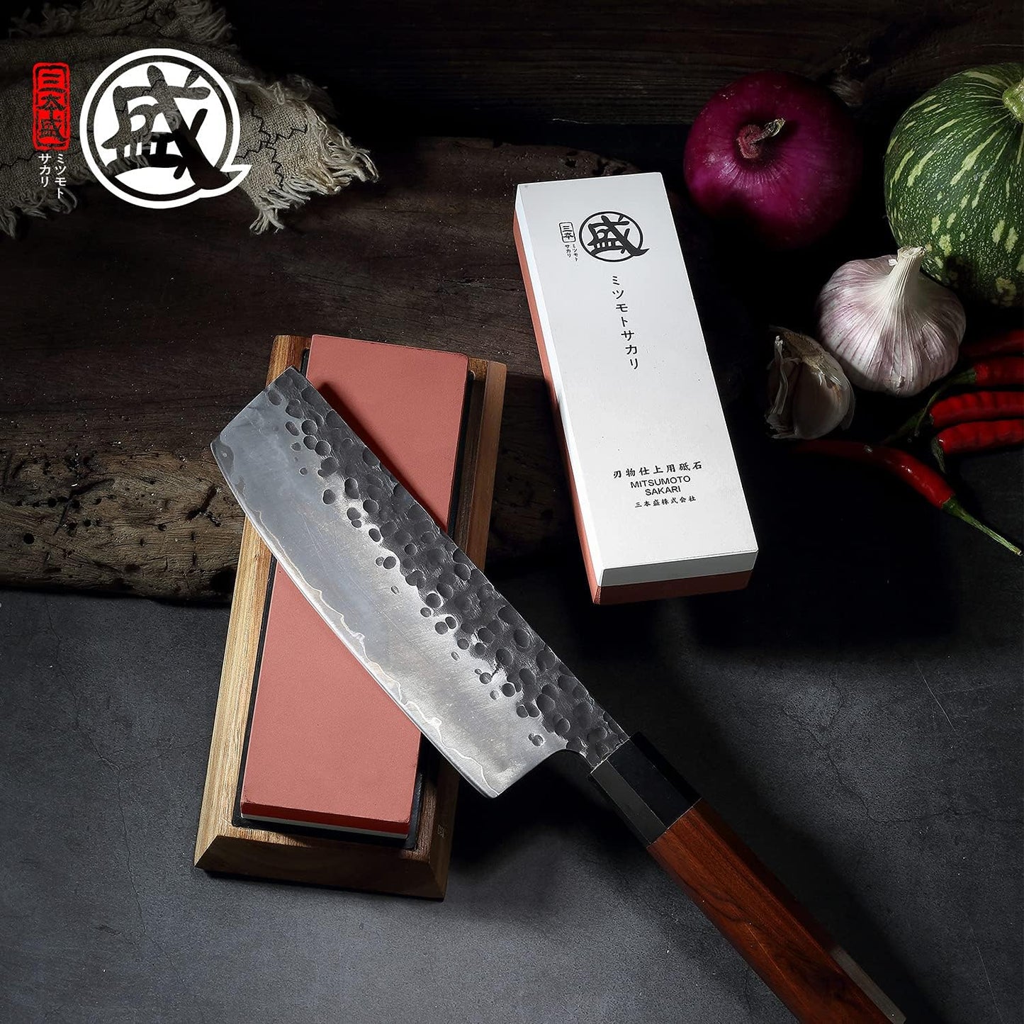 Professional Japanese 1000/3000 Grit Sharpening Stone | Sharpening and Honing, White Corundum Whetstone, Controlled Water Absorption, Bamboo Base, Kraft Box
