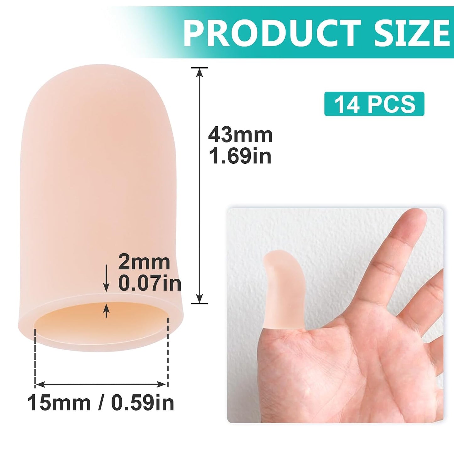 10PCS Silicone Finger Protectors, Gel Finger Support Cots, Fingertips Protection, Finger Sleeves, Short Thumb Guard for Finger Arthritis Cracking Pain Relief