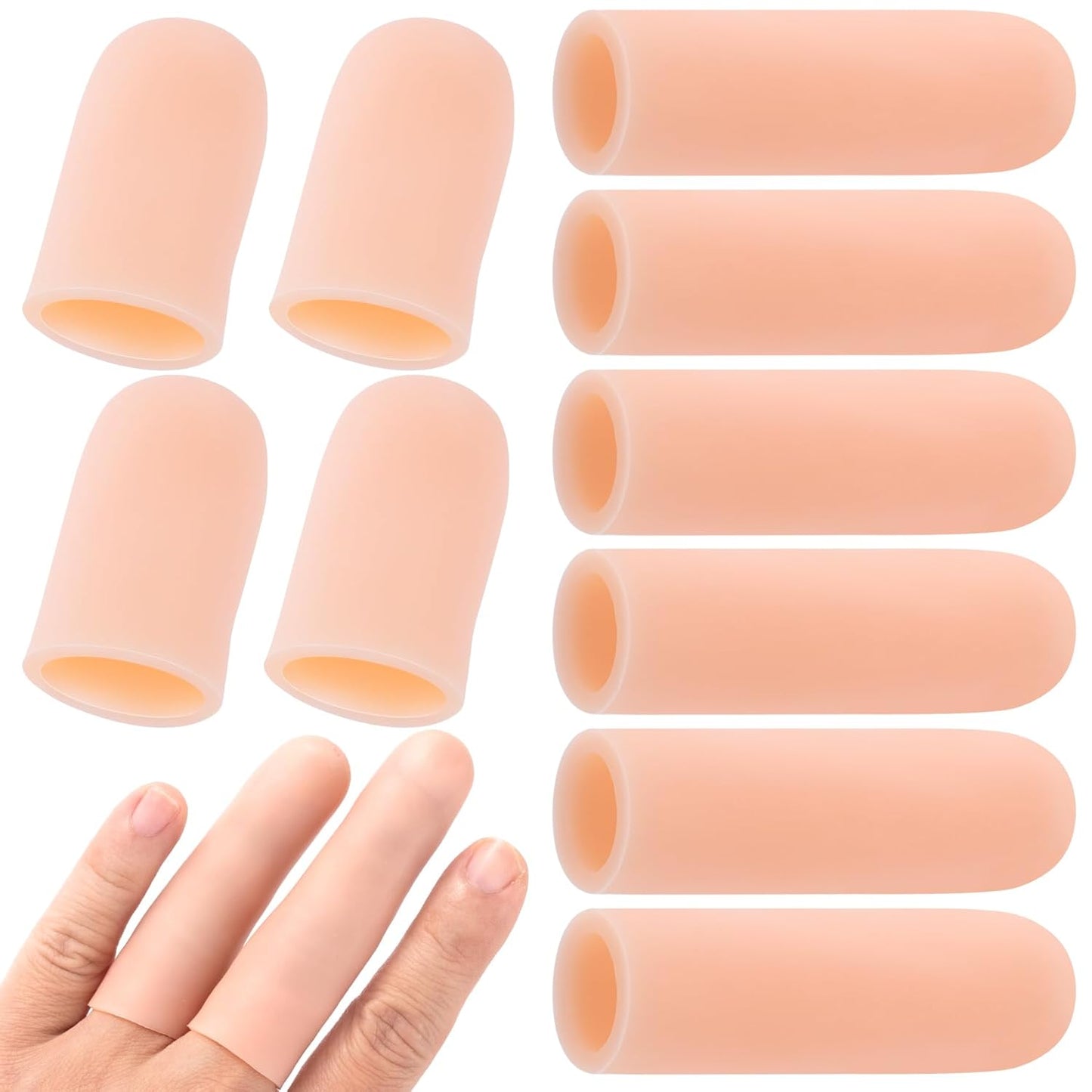 10PCS Silicone Finger Protectors, Gel Finger Support Cots, Fingertips Protection, Finger Sleeves, Short Thumb Guard for Finger Arthritis Cracking Pain Relief
