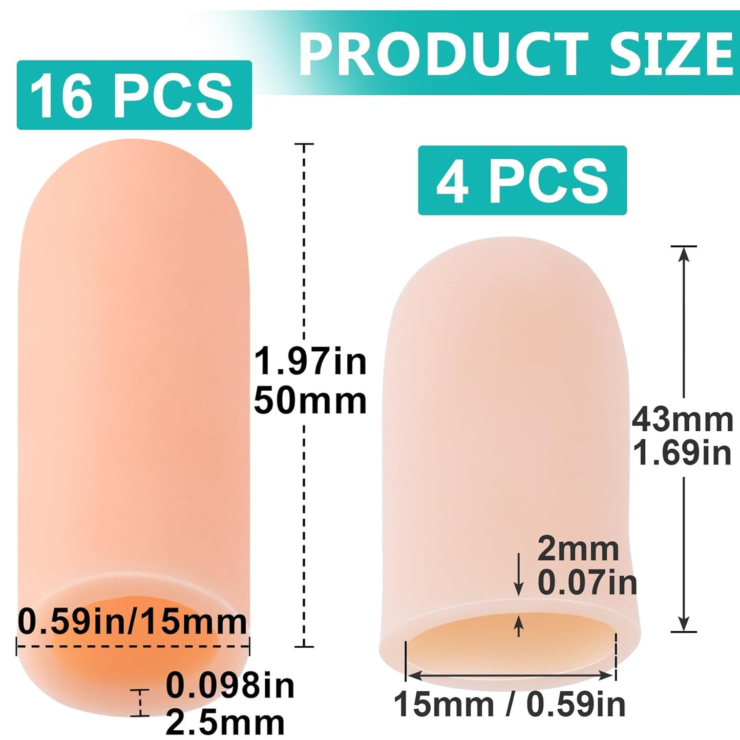 10PCS Silicone Finger Protectors, Gel Finger Support Cots, Fingertips Protection, Finger Sleeves, Short Thumb Guard for Finger Arthritis Cracking Pain Relief