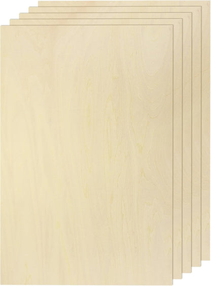 5pcs Basswood Sheet 4" x 6" x 1/4" Unfinished Wood Plywood Boards for Painting Crafts, Laser, Cutting, Engraving