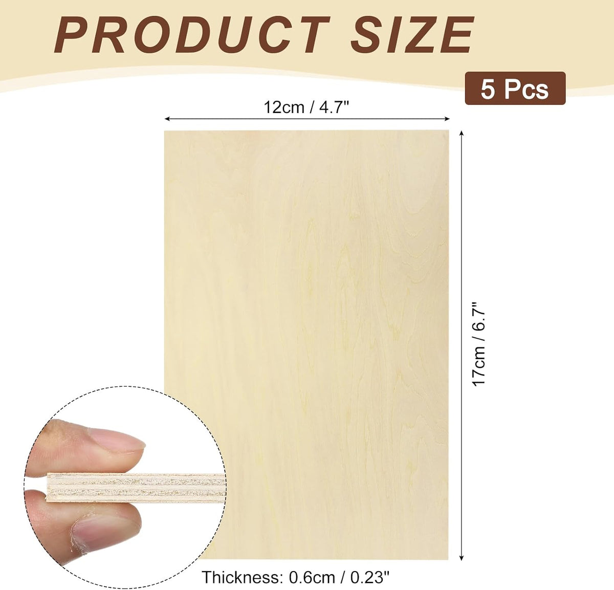 5pcs Basswood Sheet 4" x 6" x 1/4" Unfinished Wood Plywood Boards for Painting Crafts, Laser, Cutting, Engraving