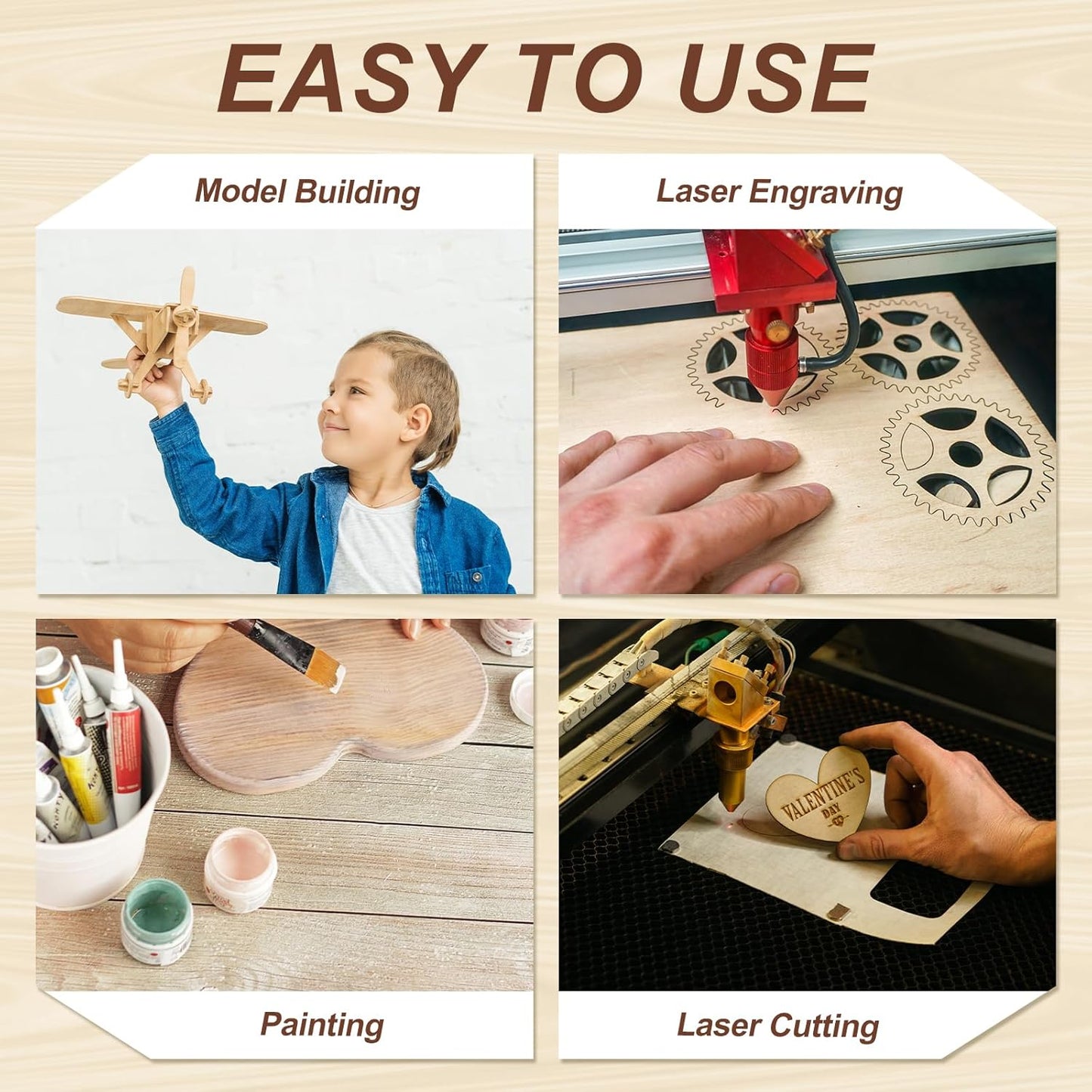 5pcs Basswood Sheet 4" x 6" x 1/4" Unfinished Wood Plywood Boards for Painting Crafts, Laser, Cutting, Engraving
