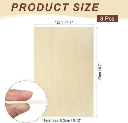 5pcs Basswood Sheet 4" x 6" x 1/4" Unfinished Wood Plywood Boards for Painting Crafts, Laser, Cutting, Engraving