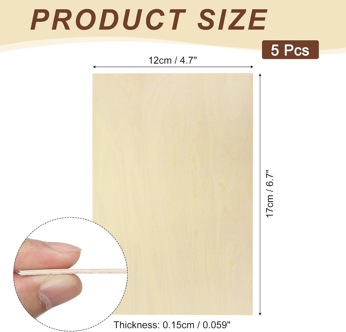 5pcs Basswood Sheet 4" x 6" x 1/4" Unfinished Wood Plywood Boards for Painting Crafts, Laser, Cutting, Engraving