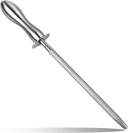 Honing Steel Kitchen Knife Sharpener Rod 12 Inch Sharpening Steel for Knives Premium Tungsten Steel with 304 Stainless Steel Handle