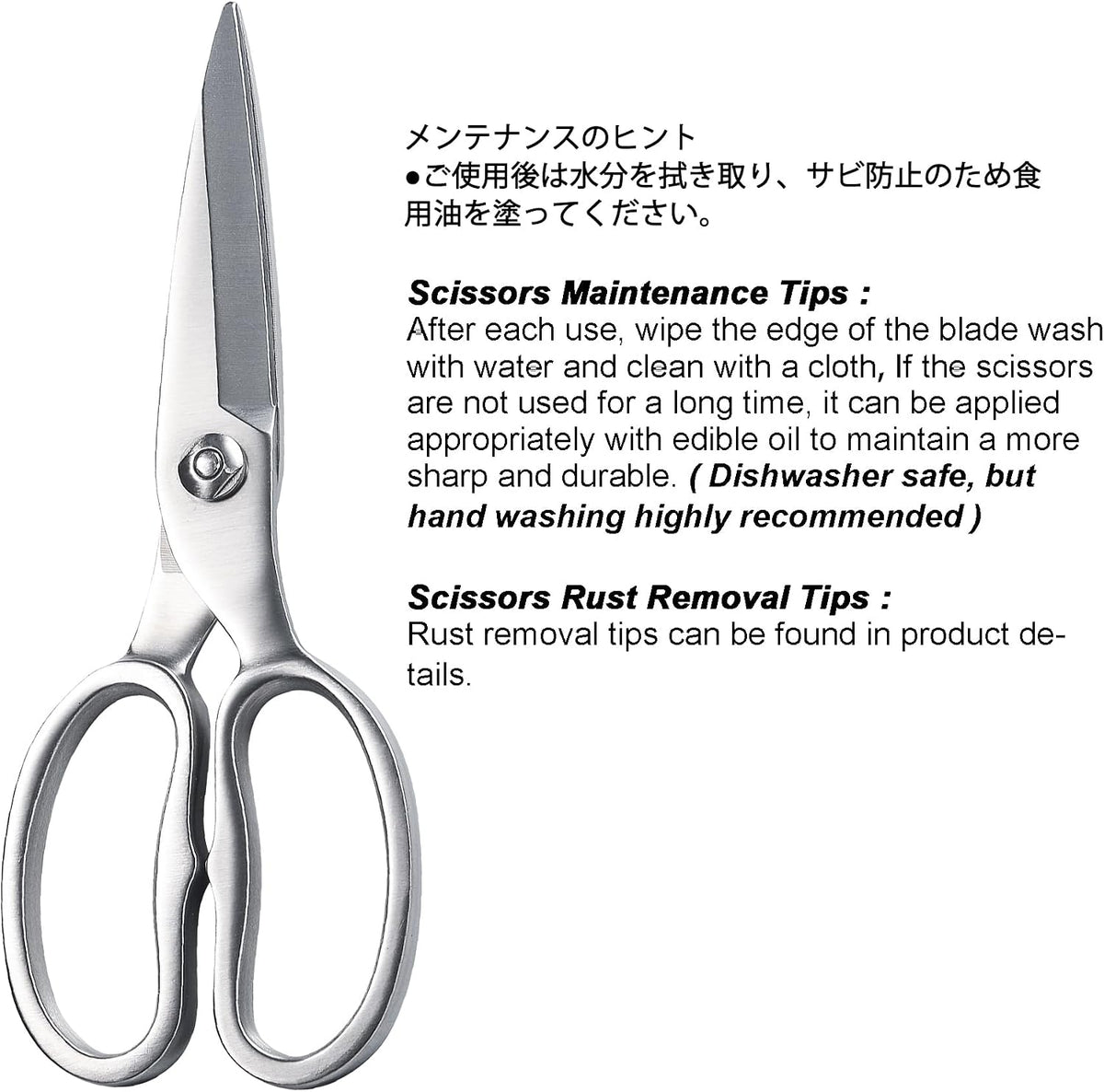 TONMA Kitchen Scissors All Purpose, Made in Japan, Stainless Steel, TK-2