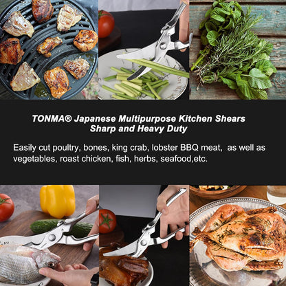TONMA Kitchen Scissors All Purpose, Made in Japan, Stainless Steel, TK-2