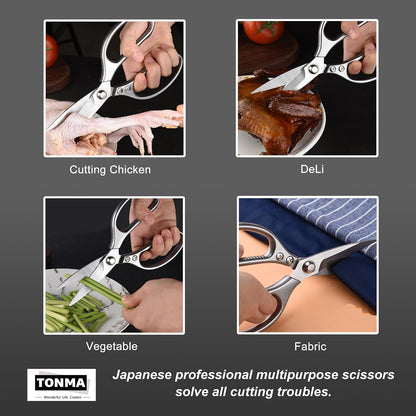 TONMA Kitchen Scissors All Purpose, Made in Japan, Stainless Steel, TK-2