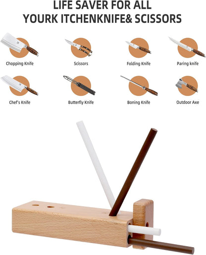 4-Rod Turn Box, Ceramic Sharpener Rod from Kitchen Sharpening Tool, Portable Manual Ceramic Sharpening Rod