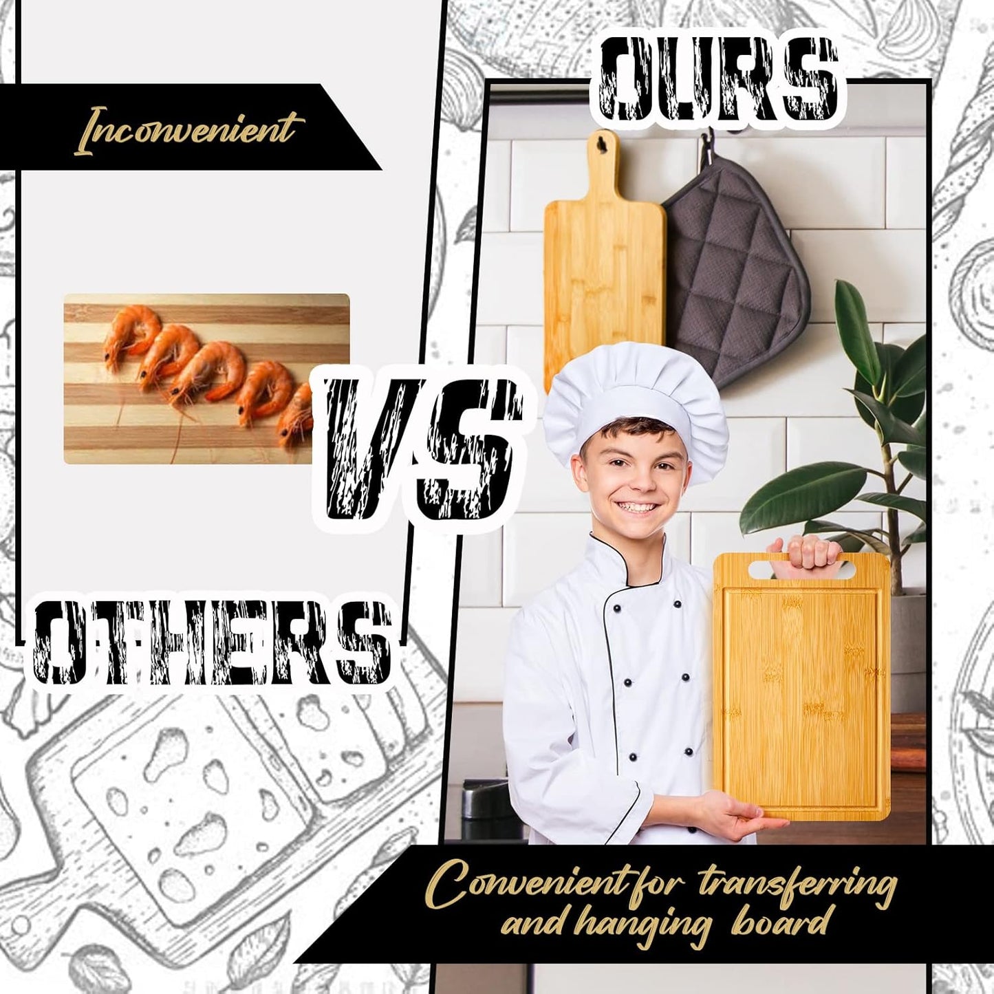 10 Pcs Bulk Wood Cutting Board with Handle 12 x 7.8 Inch Bamboo Wooden Kitchen Serving Chopping Boards for Pizza, Bread, Charcuterie, Fruit, Vegetables(Bamboo)