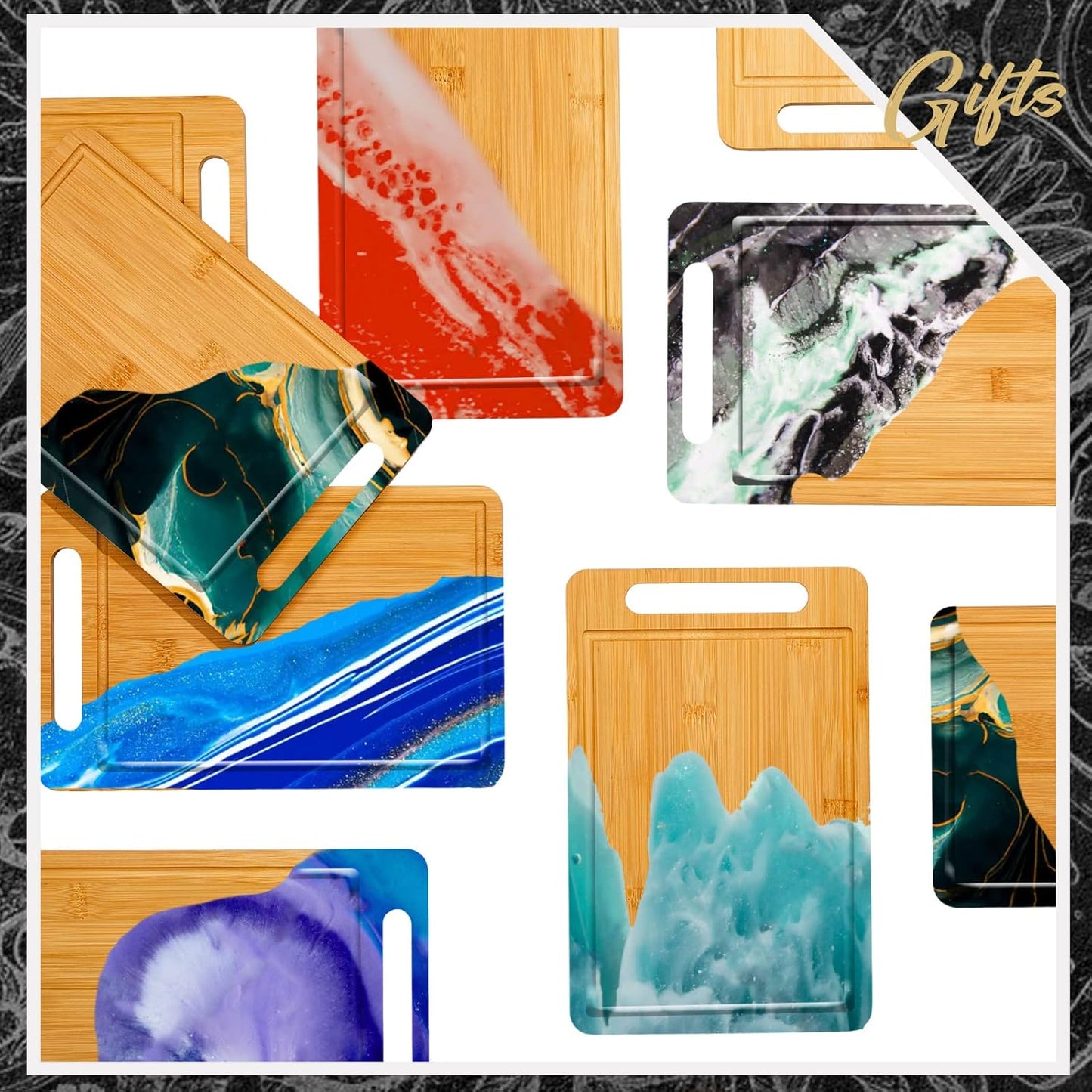 10 Pcs Bulk Wood Cutting Board with Handle 12 x 7.8 Inch Bamboo Wooden Kitchen Serving Chopping Boards for Pizza, Bread, Charcuterie, Fruit, Vegetables(Bamboo)