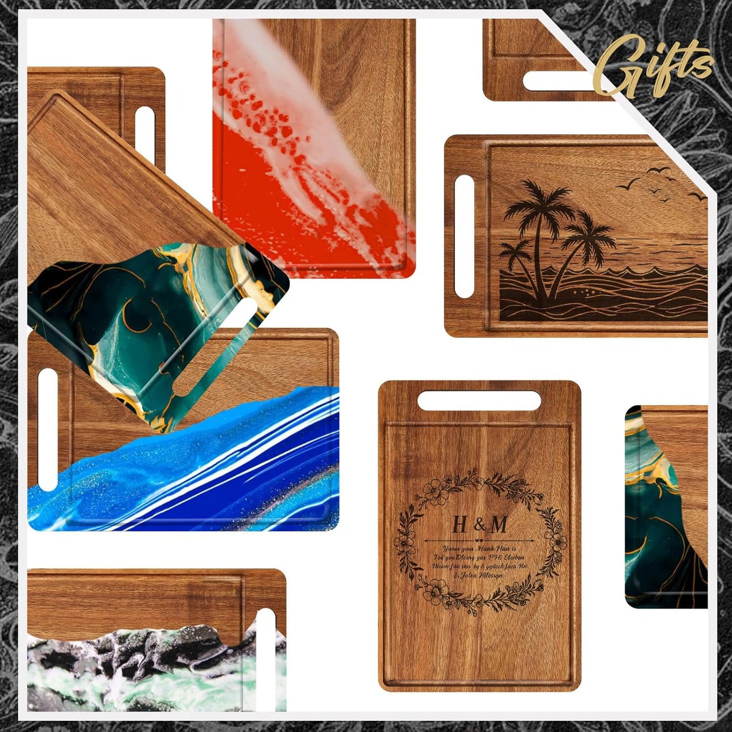 10 Pcs Bulk Wood Cutting Board with Handle 12 x 7.8 Inch Bamboo Wooden Kitchen Serving Chopping Boards for Pizza, Bread, Charcuterie, Fruit, Vegetables(Bamboo)