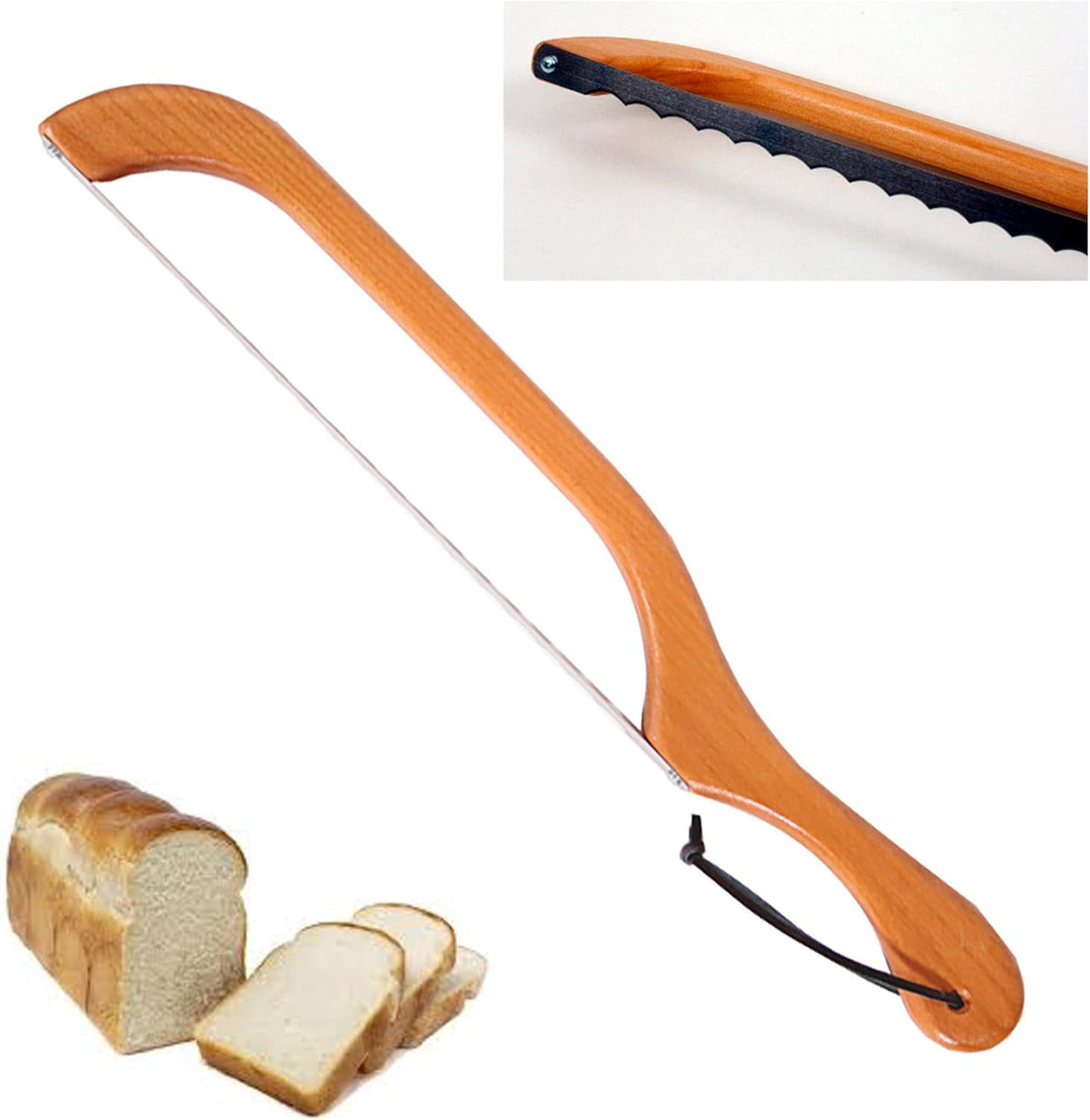Bow Style Bread and Bagel Slicer, Natural Alder | Made in the USA, Bread Knife for slicing Sourdough, RIGHT HANDED