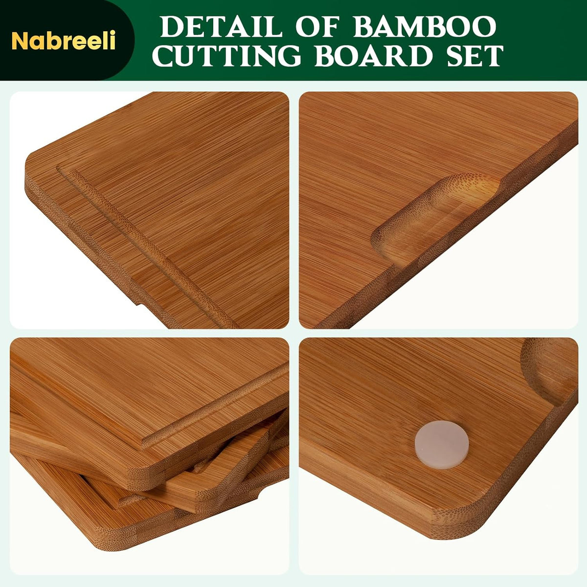 Bamboo Cutting Board Set of 3 with Stand, Carbonized Bamboo, Juice Groove | Carbonized Bamboo, 3 Kitchen Cutting Boards, Storage Stand, Deep Juice Groove, Food Prep Boards, Meat Vegetable Cheese Prep