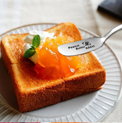 Peanut Butter Addict Funny Butter Knife, Personalized Engraved Peanut Butter Spreader Cheese Knives, Novelty Anniversary Christmas Gifts for Sandwich Bread Toast Butter Lover, Silver