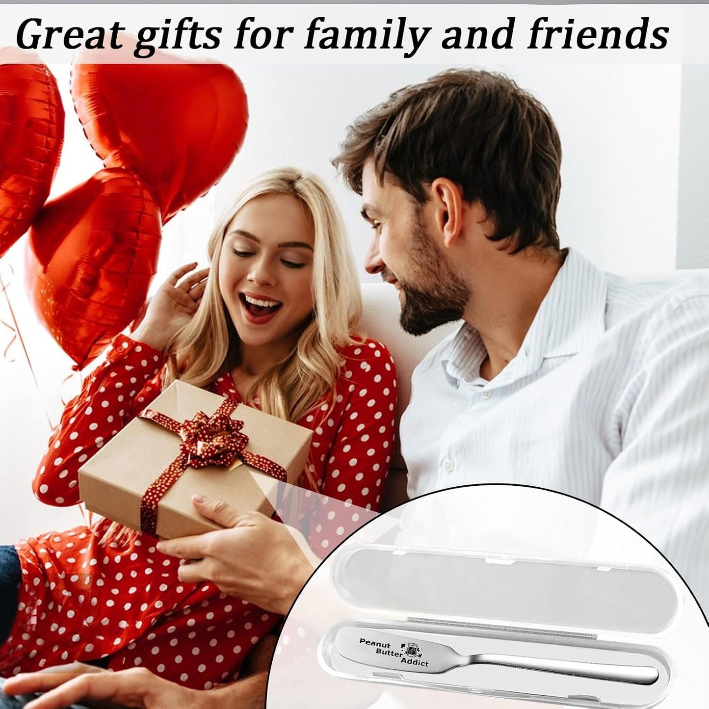 Peanut Butter Addict Funny Butter Knife, Personalized Engraved Peanut Butter Spreader Cheese Knives, Novelty Anniversary Christmas Gifts for Sandwich Bread Toast Butter Lover, Silver