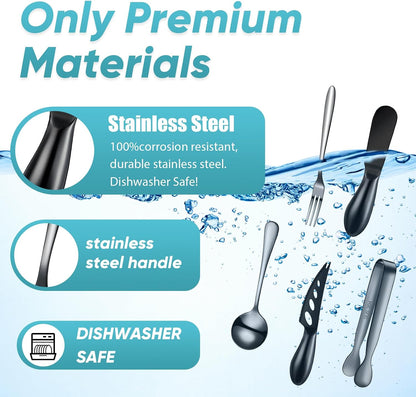 Charcuterie Board Accessories Cheese Knife Set, Silver, 20 Pieces