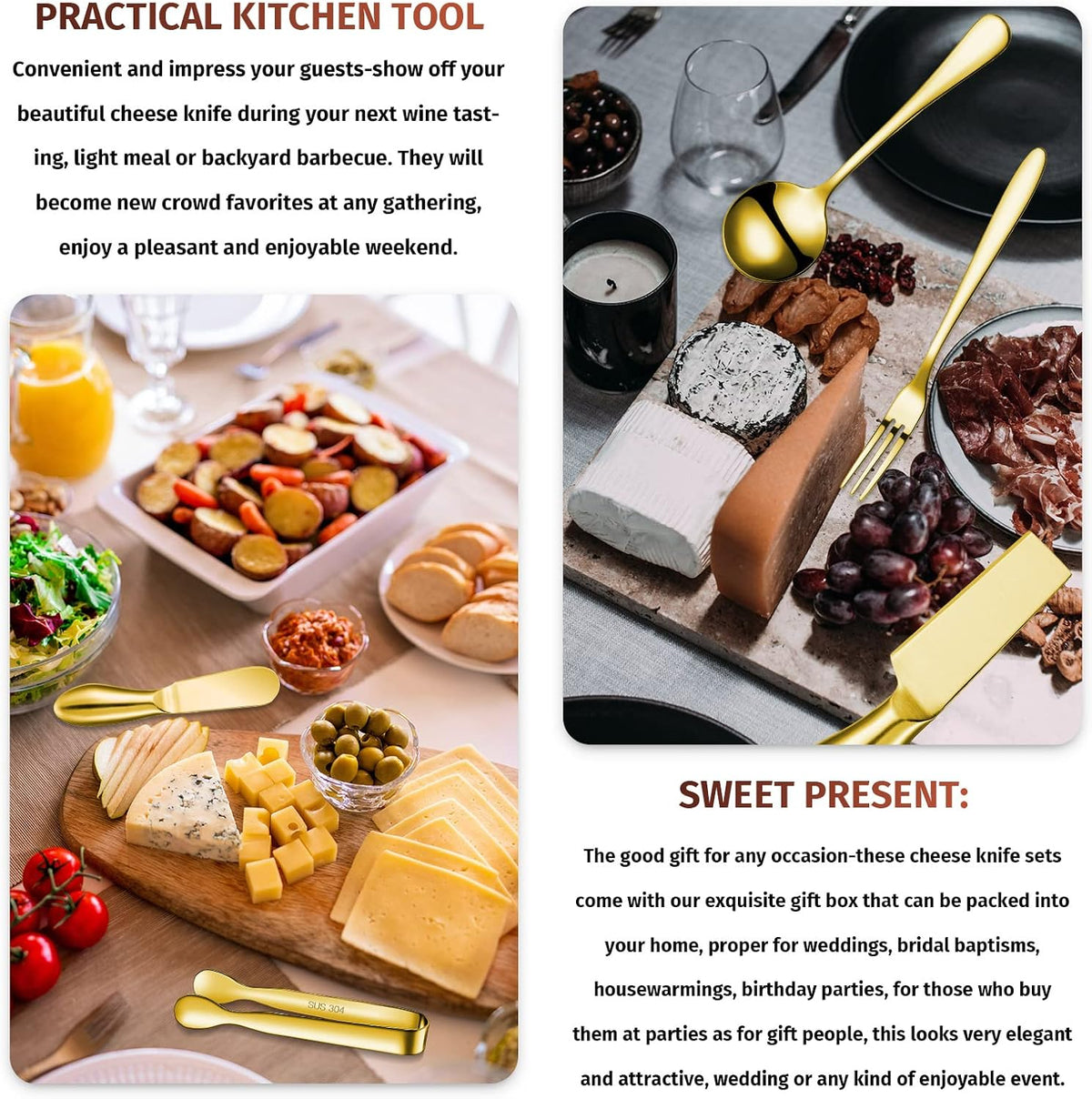 Charcuterie Board Accessories Cheese Knife Set, Silver, 20 Pieces