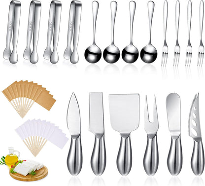 Charcuterie Board Accessories Cheese Knife Set, Silver, 20 Pieces