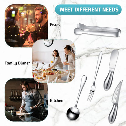 Charcuterie Board Accessories Cheese Knife Set, Silver, 20 Pieces