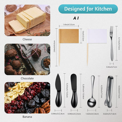 Charcuterie Board Accessories Cheese Knife Set, Silver, 20 Pieces