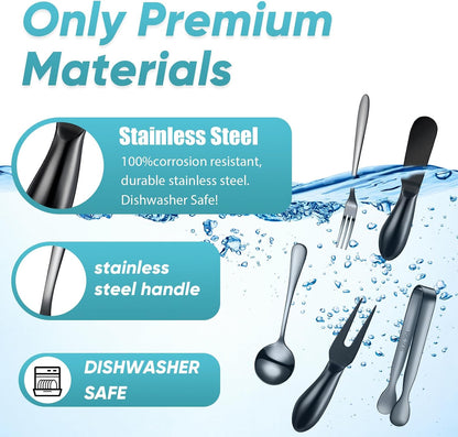 Charcuterie Board Accessories Cheese Knife Set, Silver, 20 Pieces