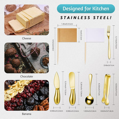 Charcuterie Board Accessories Cheese Knife Set, Silver, 20 Pieces