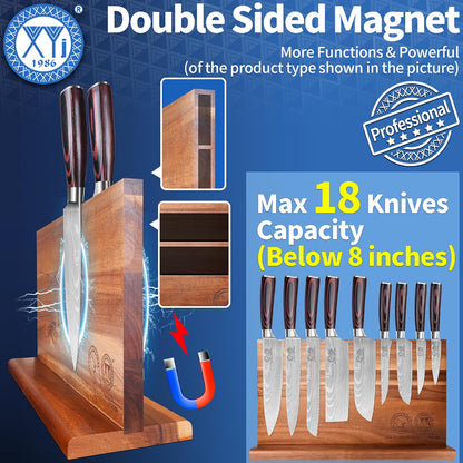 Authentic Since 1986,Knife Block Set,Professional Japanese Style Chef Knives Set with Block,Scissors,Sharpener Rod,Cutting Board,Gloves,Stainless Steel Steak Paring Bread Santoku Kitchen Knives