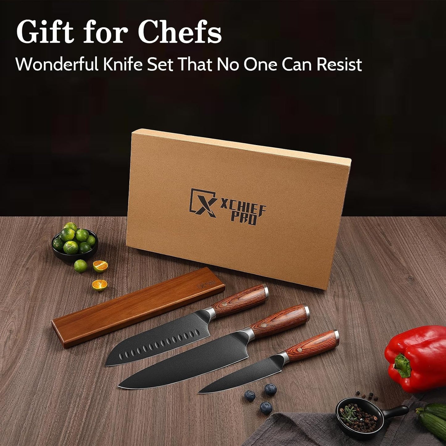 Kitchen Knife Set, 3 Pieces Japanese High Carbon Stainless Steel Chef Cooking Knife Set, Ultra Sharp Professional Chef Santoku Utility Knives (Silver)