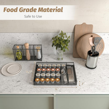 Sedegn mesh silverware tray for drawer: 6 Compartments for Easy Sorting | Sized at 11.3" x 16" for kitchen drawers with non-slip feet, metal mesh design for easy cleaning, organizing flatware Black