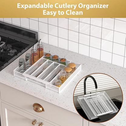 Sedegn mesh silverware tray for drawer: 6 Compartments for Easy Sorting | Sized at 11.3" x 16" for kitchen drawers with non-slip feet, metal mesh design for easy cleaning, organizing flatware Black