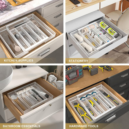Sedegn mesh silverware tray for drawer: 6 Compartments for Easy Sorting | Sized at 11.3" x 16" for kitchen drawers with non-slip feet, metal mesh design for easy cleaning, organizing flatware Black