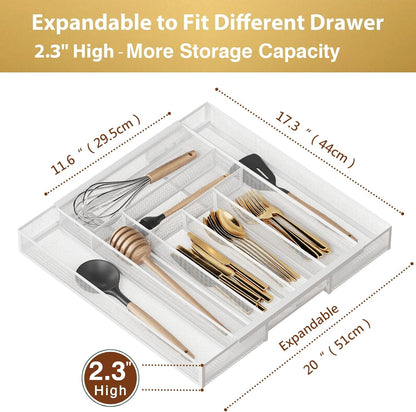 Sedegn mesh silverware tray for drawer: 6 Compartments for Easy Sorting | Sized at 11.3" x 16" for kitchen drawers with non-slip feet, metal mesh design for easy cleaning, organizing flatware Black