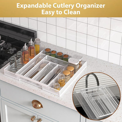 Sedegn mesh silverware tray for drawer: 6 Compartments for Easy Sorting | Sized at 11.3" x 16" for kitchen drawers with non-slip feet, metal mesh design for easy cleaning, organizing flatware Black