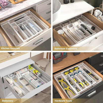 Sedegn mesh silverware tray for drawer: 6 Compartments for Easy Sorting | Sized at 11.3" x 16" for kitchen drawers with non-slip feet, metal mesh design for easy cleaning, organizing flatware Black