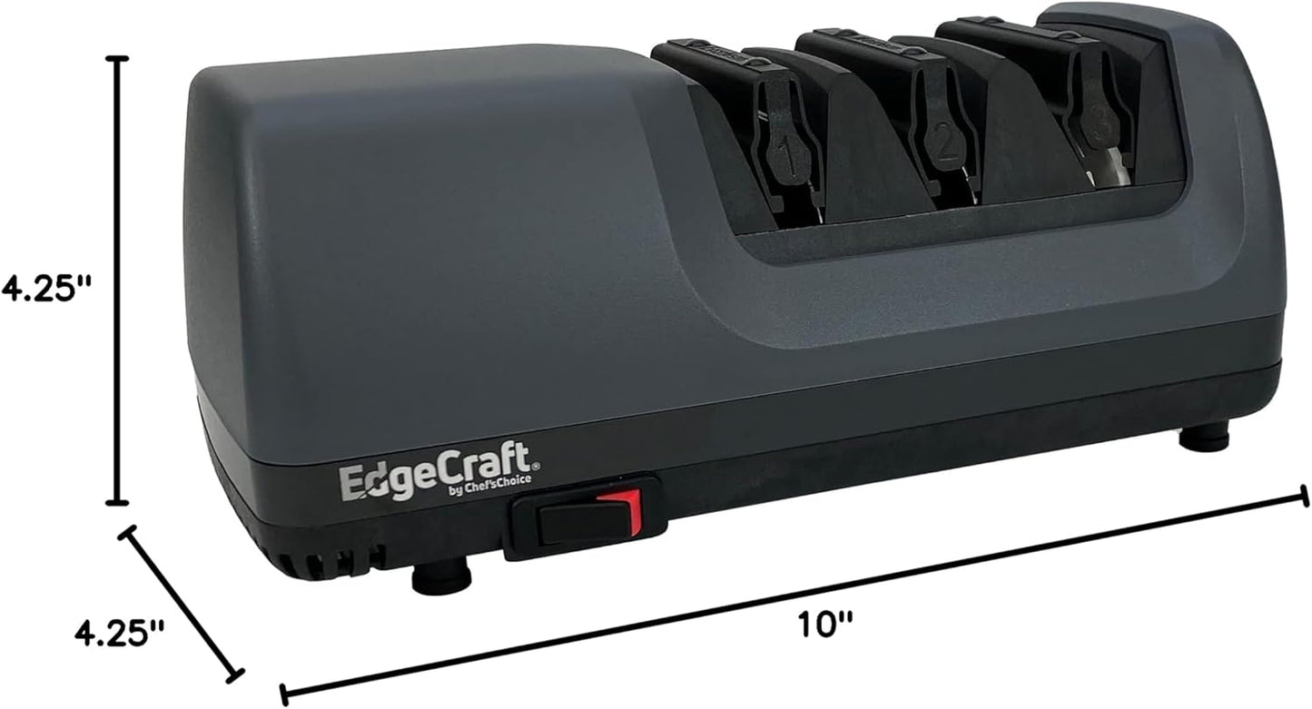 Professional Electric Knife Sharpeners AngleSelect for 15- and 20-Degree Straight-Edge and Serrated Knives with Diamond Abrasives & Precision Angle Control, 2-Stage, Gray