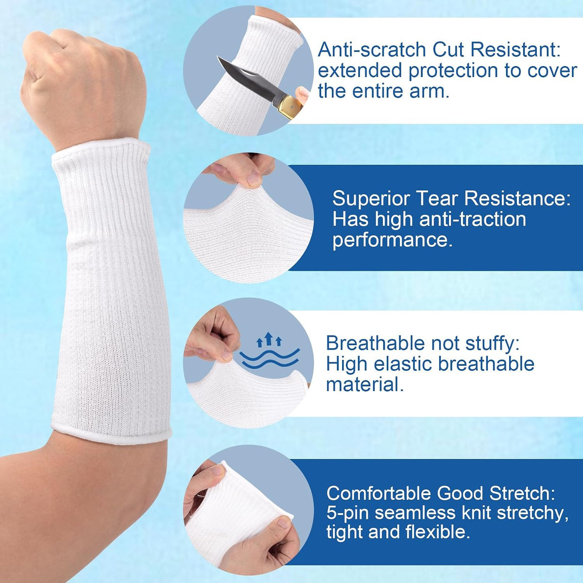 Cut Resistant Sleeves for Arm Protection, Bite-Proof Forearm Protector, Gardening Sleeves for Thin Skin