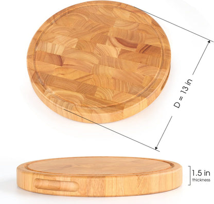 End Grain Cutting Board, Extra Large & Thick, End Grain Built-In Compartment and Juice Canal, Heavy Duty Chopping Board, Thick Carving Board for Bread Fruits Meat (17x13 Inches)
