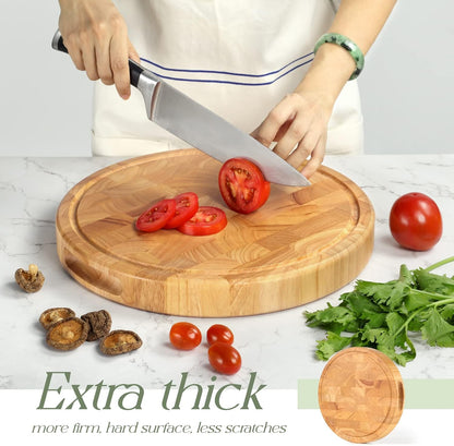 End Grain Cutting Board, Extra Large & Thick, End Grain Built-In Compartment and Juice Canal, Heavy Duty Chopping Board, Thick Carving Board for Bread Fruits Meat (17x13 Inches)