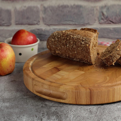 End Grain Cutting Board, Extra Large & Thick, End Grain Built-In Compartment and Juice Canal, Heavy Duty Chopping Board, Thick Carving Board for Bread Fruits Meat (17x13 Inches)