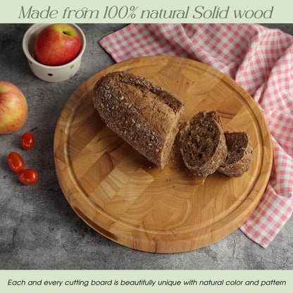 End Grain Cutting Board, Extra Large & Thick, End Grain Built-In Compartment and Juice Canal, Heavy Duty Chopping Board, Thick Carving Board for Bread Fruits Meat (17x13 Inches)