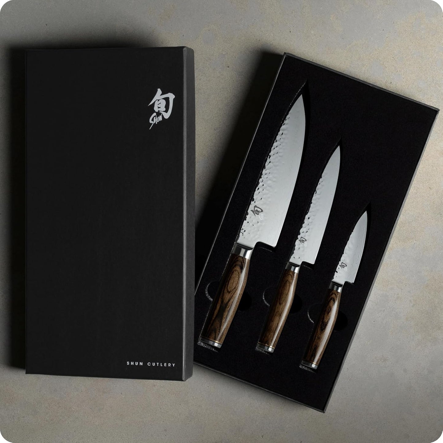 Premier 3 Piece Starter Set | Includes 8" Chef, 4" Paring & 6.5" Utility Knives, VG-MAX Core, Damascus Stainless Steel Cladding, Pakkawood Handle