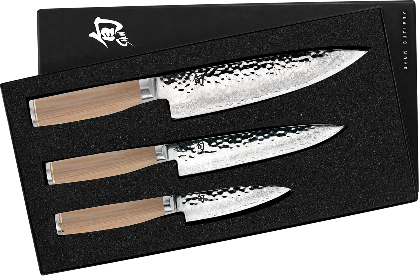 Premier 3 Piece Starter Set | Includes 8" Chef, 4" Paring & 6.5" Utility Knives, VG-MAX Core, Damascus Stainless Steel Cladding, Pakkawood Handle