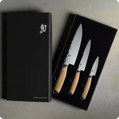 Premier 3 Piece Starter Set | Includes 8" Chef, 4" Paring & 6.5" Utility Knives, VG-MAX Core, Damascus Stainless Steel Cladding, Pakkawood Handle