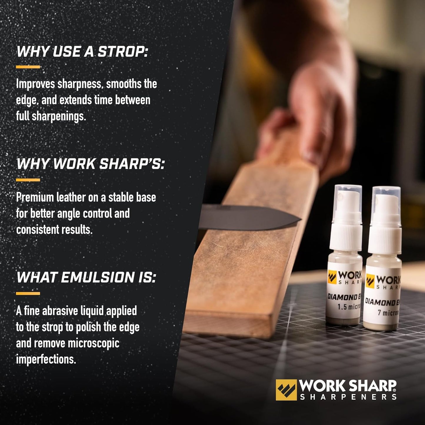 Leather Strop And Diamond Emulsion Kit - Precision Edge Refinement System - Knife Sharpening, Polishing, Honing Tools And Blades