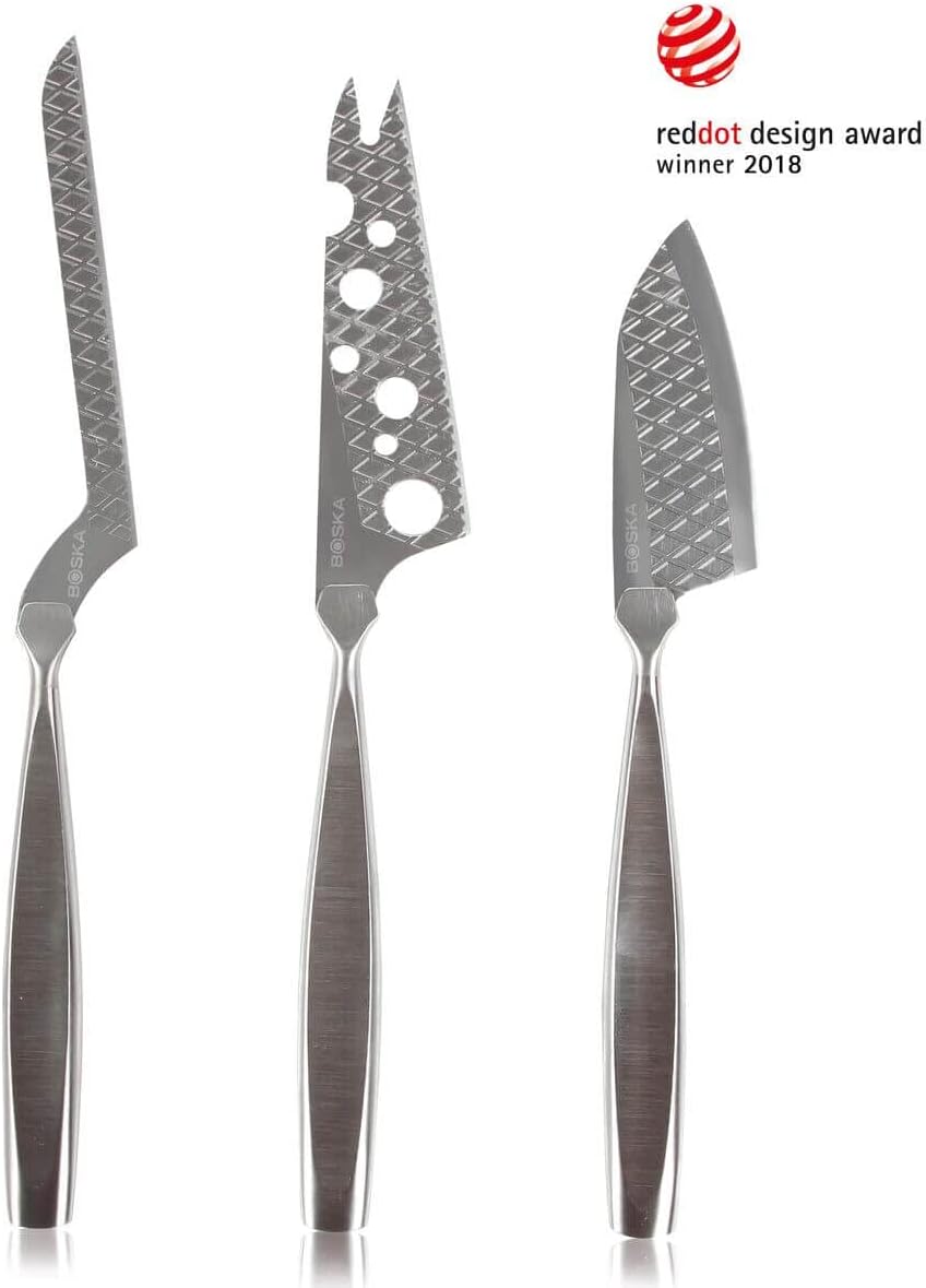 Stainless Steel Cheese 3 Knife Set - Great for Cheese - Multi-Purpose Cheese Slicer - Handheld Slicer - Silver Non-Stick - Dishwasher Safe - For Kitchen Cooking
